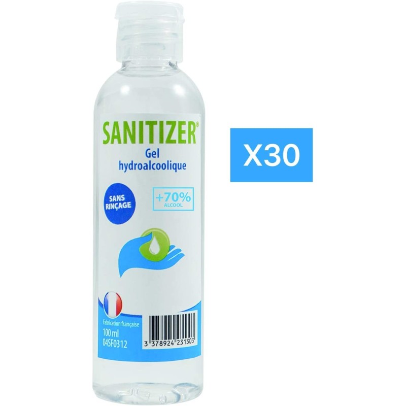 Solution hydroalcoolique 100ml - lot de 30